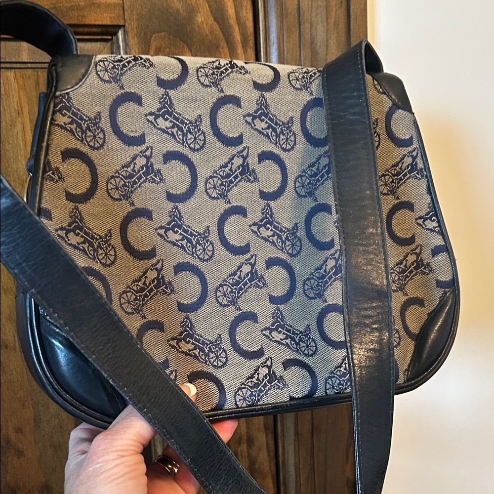 Celine Blue Monogram vintage Crossbody Gold Hardware - Picture 6 of 16